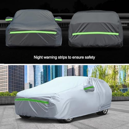 Truck Pickup Car Cover (Green reflective strip / 8/ P-M For Pickup-Length ( 198"-220" ))