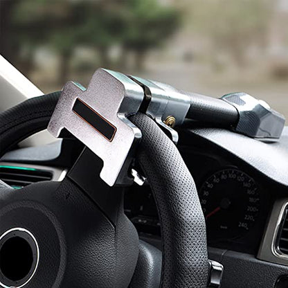 Steering Wheel Lock with Alarm and Light (Black + Silver)