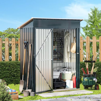 Vertical Outdoor Steel Storage Shed with Floor Frame (5X3FT/Base / NightBlue)