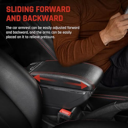 Car Armrest Box for KIA Stonic Rio 3 2018 (7 USB Ports / Red Thread)