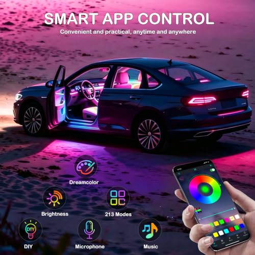 Interior Car LED Strip Lights with Wireless APP (10 Pieces)