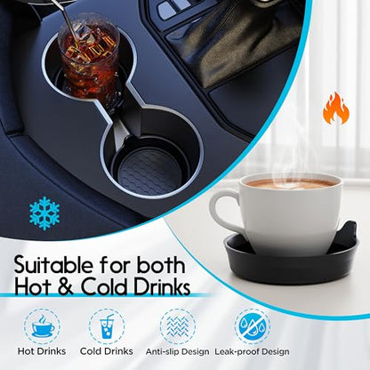 4 Pack Car Cup Coaster Silicone Spill (Black Solid / 4 Pack)