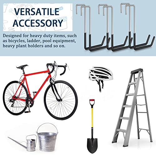 12 Pack Heavy Duty Rafter Hooks for Hanging Vinyl Coated Large S Hooks for Hanging Ladder Bike Hangers Garage Storage Organizer Black (Black 6mm)
