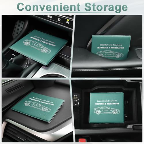 Car Registration and Insurance Card Holder (Lychee pattern Green)