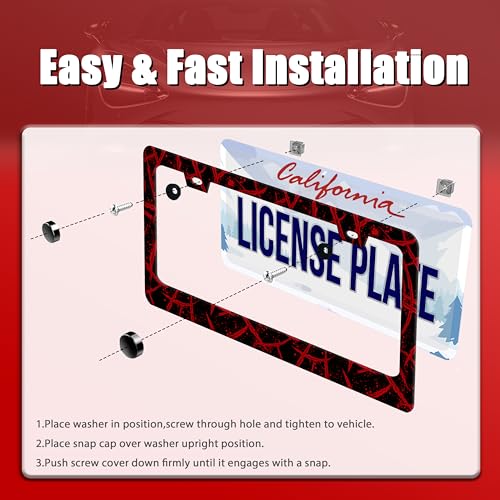 Blood Splattered License Plate Frame Funny Bloody Scar License Plate Frames for Car Decorative Parts Stainless Stee License Plate for Standard Us Canada License Plate Holder 12x6 Inch (Blood Splattered)