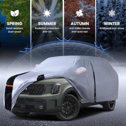 Multi Layer Car Cover Custom Fit for Kia Telluride (W.Custom Fit Kia Telluride / White Car Cover)