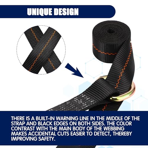 8 Pack Lasso Tow Truck Straps with D Ring 11 (2" X 8 ft / Black)