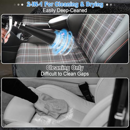 Air Blow Gun Car Detailing Dry Cleaning Gun High Pressure Cleaning Tool (Copper Hose -2 Nozzle / Black)