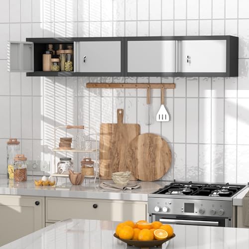 Metal Garage Storage Cabinets (Black/Grey / 12.8"H)