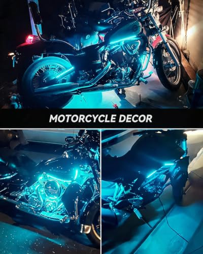 12V Led Light Strip for Car Motorcycle Ice Blue 12.5Inch 4Pack (ICE Blue Led Strip)