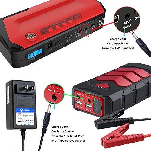 15V Charger for Car Jump Starter 450A 500A 600A 800A 1000A Peak Car Jump Starter Portable Auto Battery Booster fits