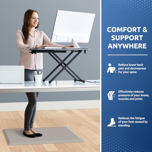 Kitchen Mat Cushioned Anti Fatigue Rug Standing and Comfort Floor Mats (Khaki / 28"L x 17.3"W x 0.5"Th)