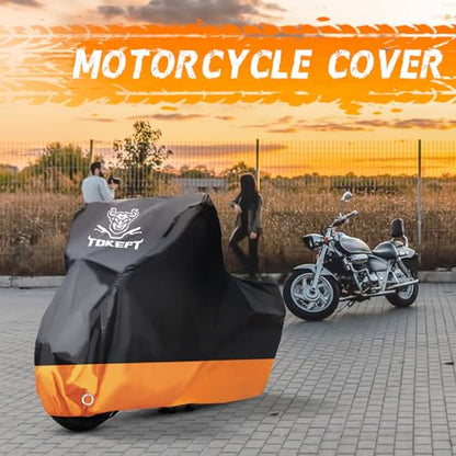 Motorcycle Cover Waterproof Outdoor Storage Fits Up to 104" (XXL-104")
