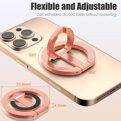 Magnetic Phone Ring Grip for MagSafe Compatible with iPhone Samsung (Rose Gold)