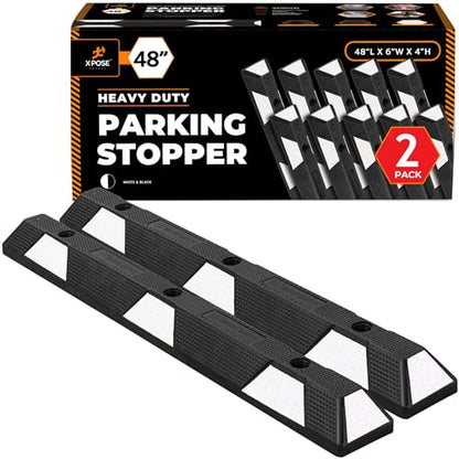 48" Heavy Duty Rubber Parking Stopper (White Parking Stoppers / 48 Inch)
