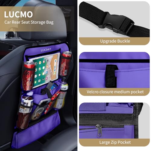 Car Backseat Organizer with Touch Screen Tablet Holder (Dark Purple-1 / 2 Pack)