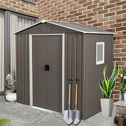 6x5 FT Outdoor Storage Shed (6x5 FT/Window / Warm Gray)