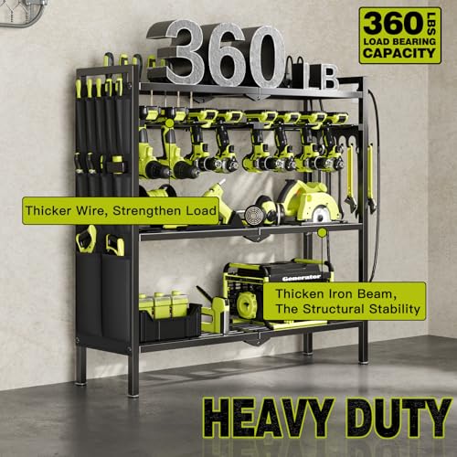 Power Tool Organizer Cart with Charging Station (Black)
