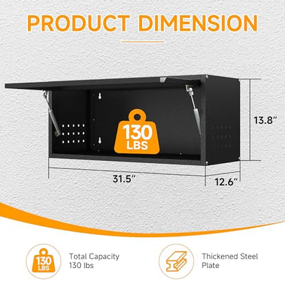 Metal Garage Wall Cabinet with Doors Side with Holes (13.8''H / Black)