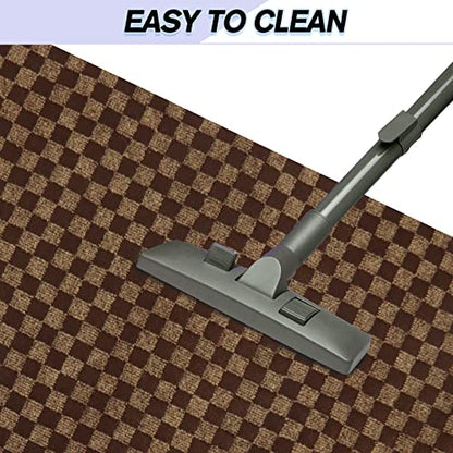 Custom Size Backed Non (Brown Checkered / 3FT*28FT)