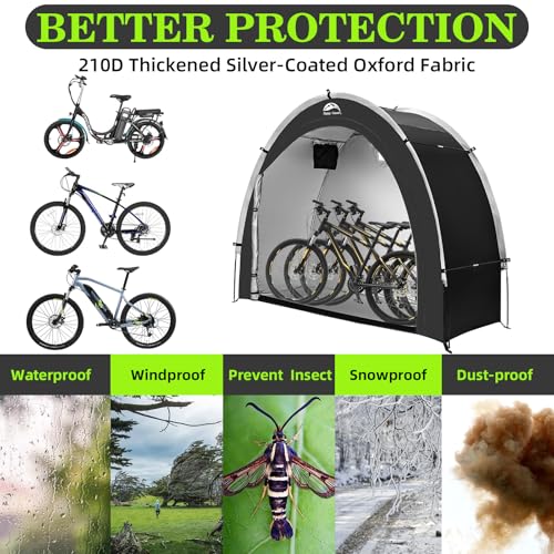 Outdoor Waterproof Bike Storage Tent Shed for 2 (2.7x7x5.6ft)