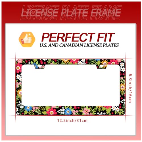 Folk Art Flowers License Plate Frame Funny Colorful License Plate Frames (Folk Art Flowers)