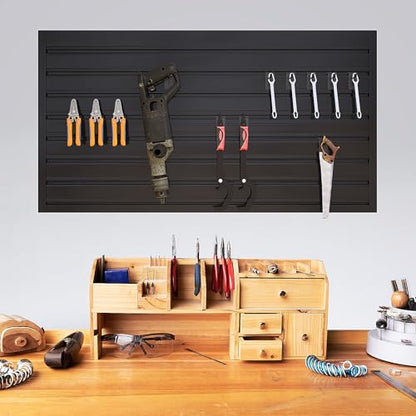 Slatwall Panel Wall Storage Systems (2x4ft / Black)