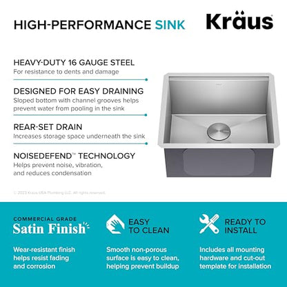 Stainless Steel 21 in Undermount Kitchen Sink KWU111 (Stainless Steel / 21 inch / Sink)