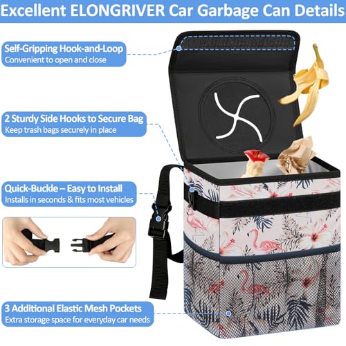 Leak Proof Car Trash Can with Lid Flamingo (Flamingo / 2 Gallons)