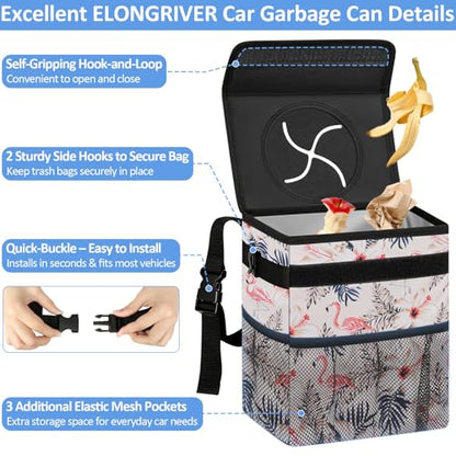 Leak Proof Car Trash Can with Lid Flamingo (Flamingo / 2 Gallons)