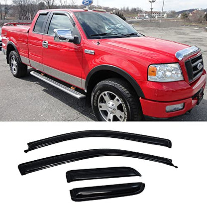 Extra Durable Rain Guards for Ford F (2004-2014 Ford F150 Extended Cab(Dark Smoke))