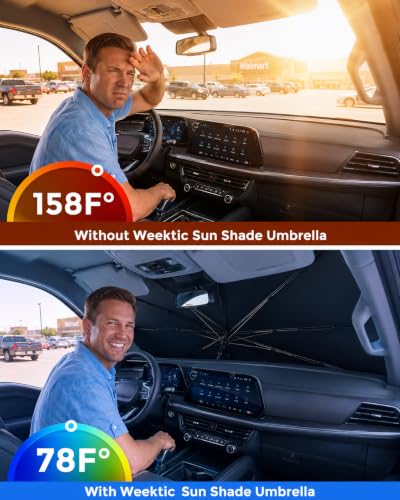 2026 Upgraded] Weektic Windshield Sun Shade Umbrella for Tahoe (For Tahoe Yukon Suburban/Escalade)