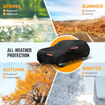 30 Layers SUV Car Cover for Automobiles All Weather Waterproof (Black / Fit SUV 191"-200")