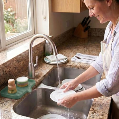 Silicone Soap Dish with Drain Spout (Green / M(9.6"×5.3"))