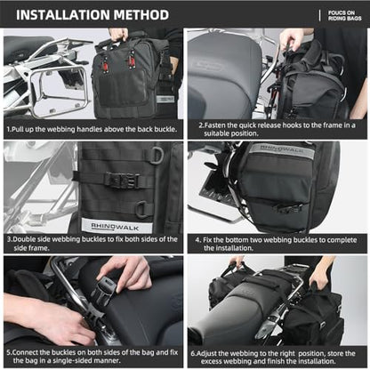 Motorcycle Saddle Bag Waterproof Motor Pannier Bag Luggage Pack Quick Release Motorbike Side Bag 25L