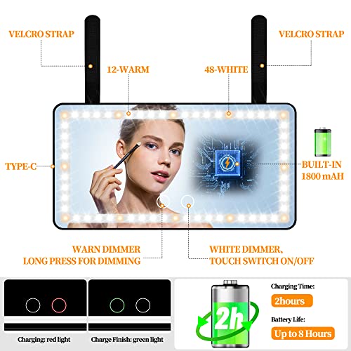Car Sun Visor Vanity Mirror with Lights (Black)