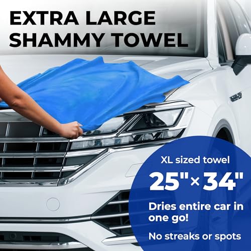 XL Shammy Towel for Car (Blue / 1 Pack (25" x 34"))
