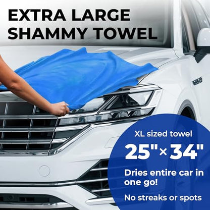 XL Shammy Towel for Car (Blue / 1 Pack (25" x 34"))