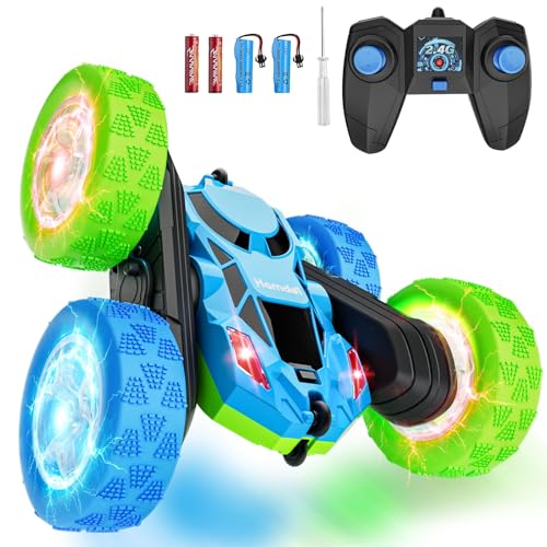 RC Cars Toys for Kids Ages 6 (Blue&green / Glow (Headlights & Wheel Lights))