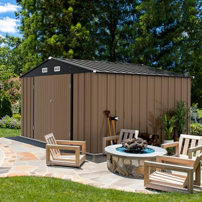 10x8 FT Outdoor Storage Shed (Brown / 10x8 FT)