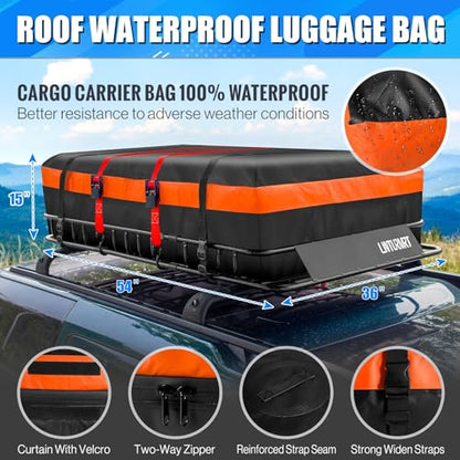 Roof Rack Cargo Basket 54"X36"with Cargo Bag and Net (ROOF BASKET AND BAG)