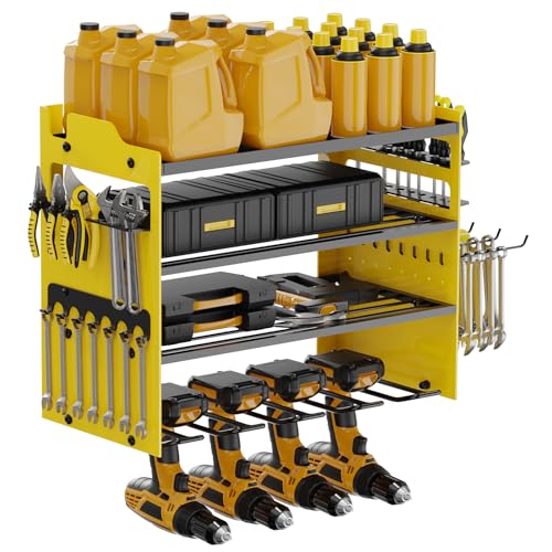 Power Tool Organizer Wall Mount with 4 (Yellow / 4-Drills Holders)