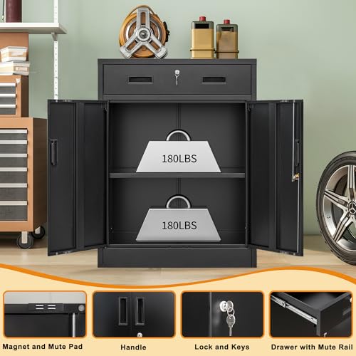 Metal Storage Cabinet (Black / 36" H x 28" W x 16" D)