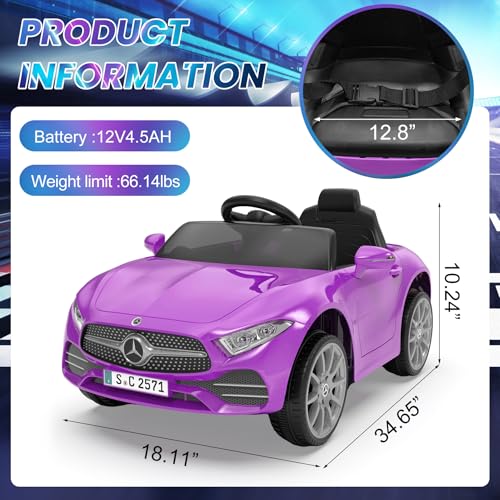 12V Kids Ride On Car with 2.4G Remote Control (Sc-purple)