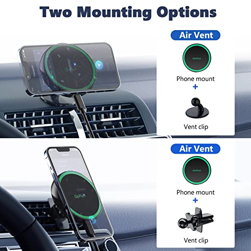 Magnetic Wireless Car Charger Mount Compatible with Magsafe iPhone 15