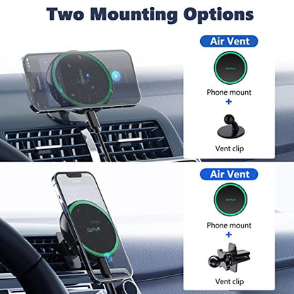Magnetic Wireless Car Charger Mount Compatible with Magsafe iPhone 15