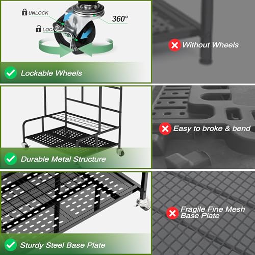 Garden Tool Organizer Rack with Wheels Up to 39 Tools (Rack With Accessories)