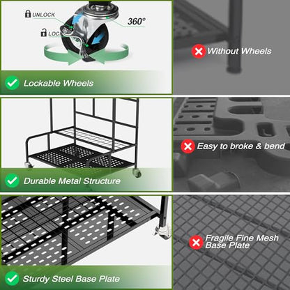 Garden Tool Organizer Rack with Wheels Up to 39 Tools (Rack With Accessories)