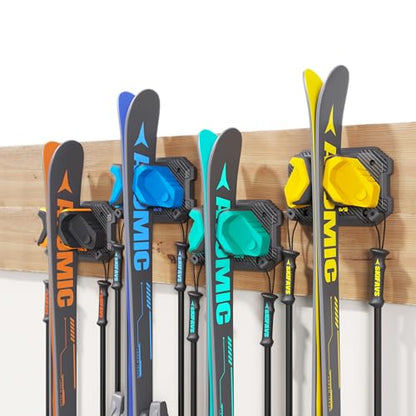 Ski & Snowboard Wall Rack for Garage (Dynamic Color / 4 Pack)