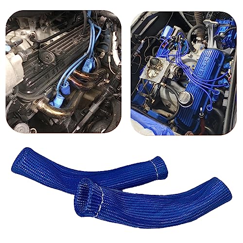 Spark Plug Wire Heat Shield 8PCS Spark Plug Boots Thermal Protection Sleeve 1200 Degree 6 inch Heat Cover Wrap for Car Truck (blue)